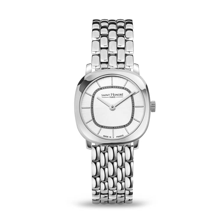 Audacy Lady Watch -Stainless Steel Case, White dial, Stainless Steel Bracelet,26mm