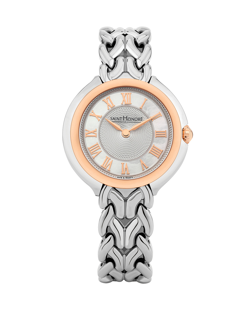 DIVINE Women's watch - Two-tone, ion plating rose gold case, white dial, stainless steel strap