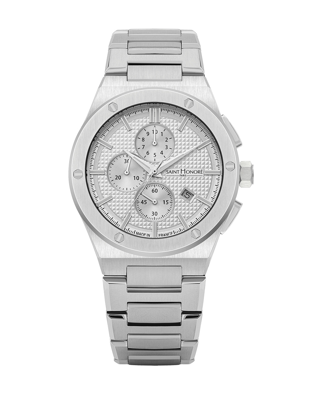 HAUSSMAN II Men's watch - stainless steel, white dial, stainless steel strap