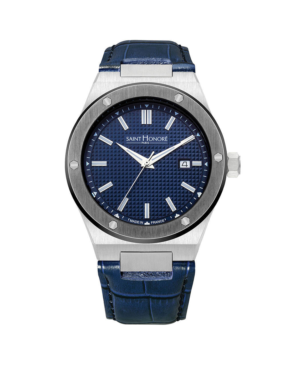 HAUSSMAN II Men's watch - stainless steel, blue dial, blue leather strap