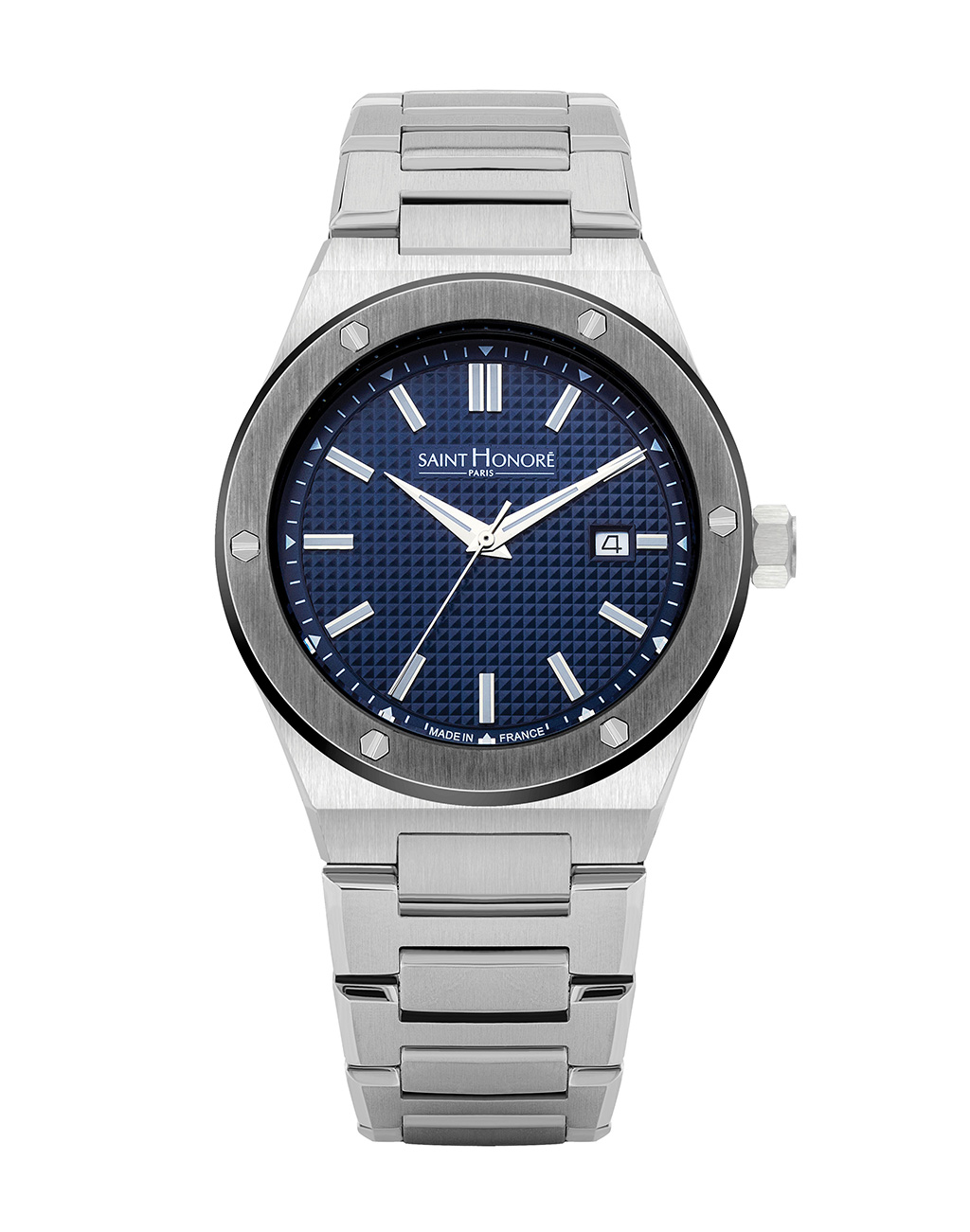 HAUSSMAN II Men's watch - stainless steel BLK case, blue dial, metal strap