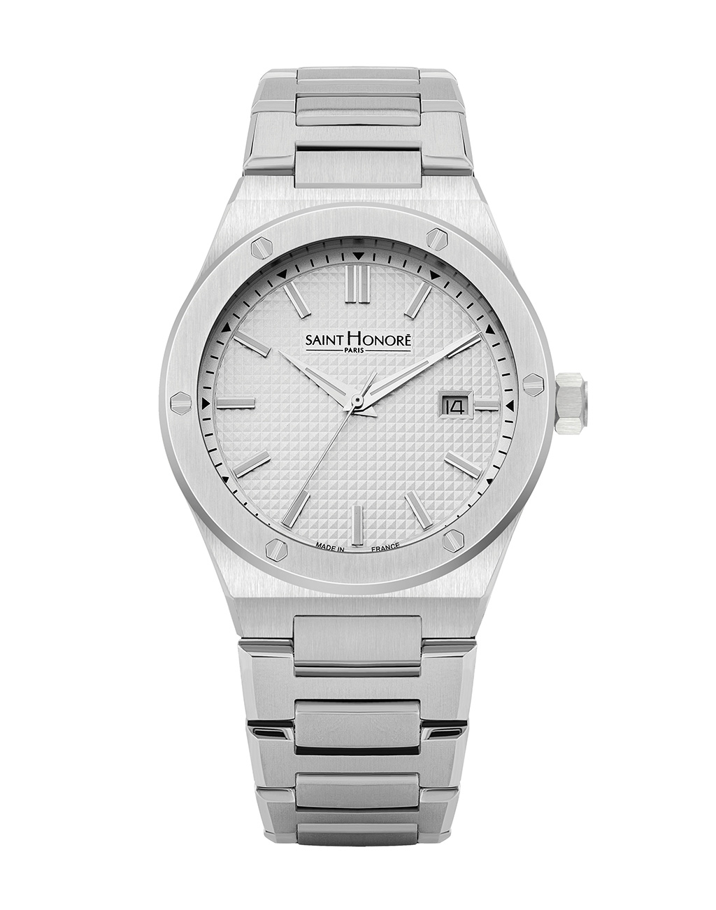 HAUSSMAN II Men's watch - stainless steel, white dial, metal strap