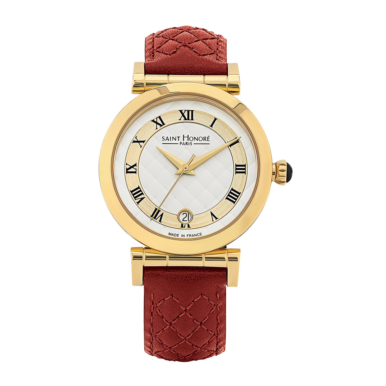 OPERA Women's watch - ion plating gold case, white dial, green leather strap