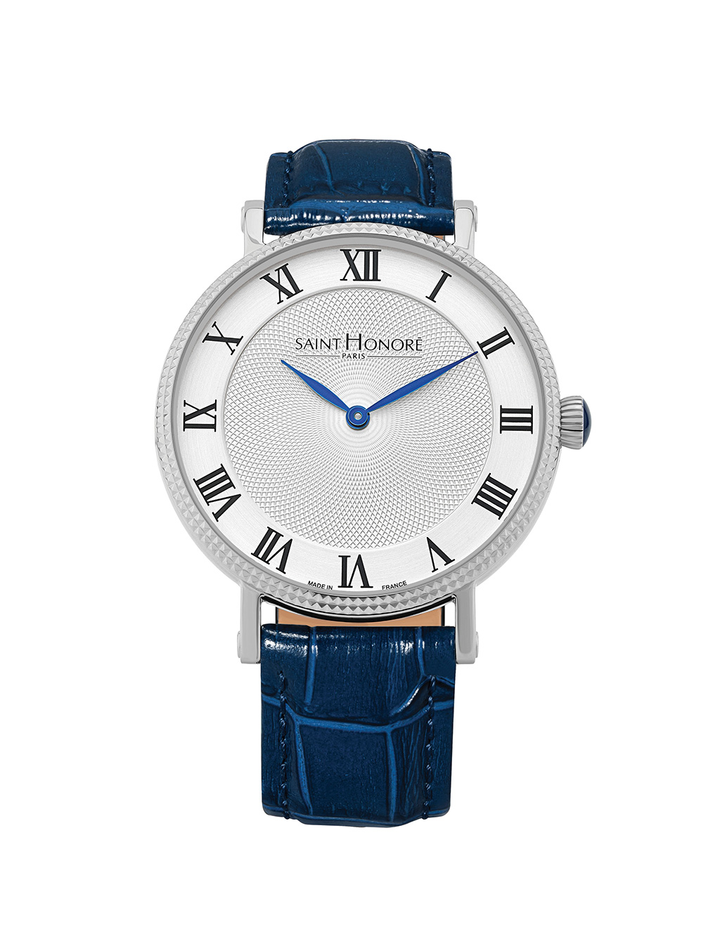 TROCADERO Men's watch - stainless steel case, white dial, blue leather strap