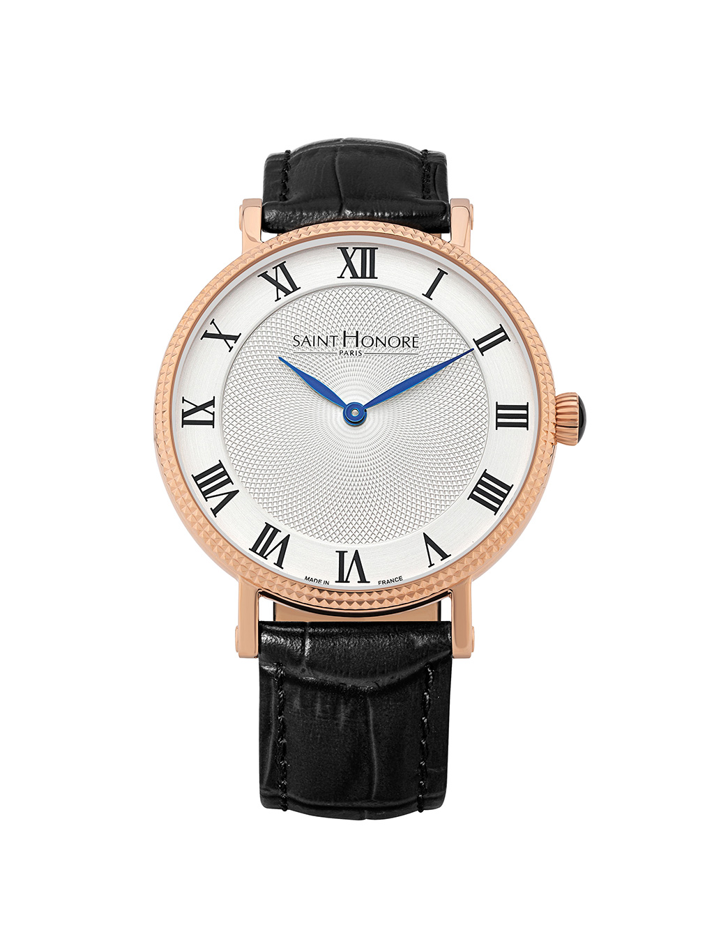 TROCADERO Men's watch - ion plating gold case, white dial, black leather strap