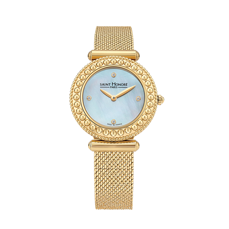 GALA Women's watch - ion plating gold case, white dial, IPG MESH strap