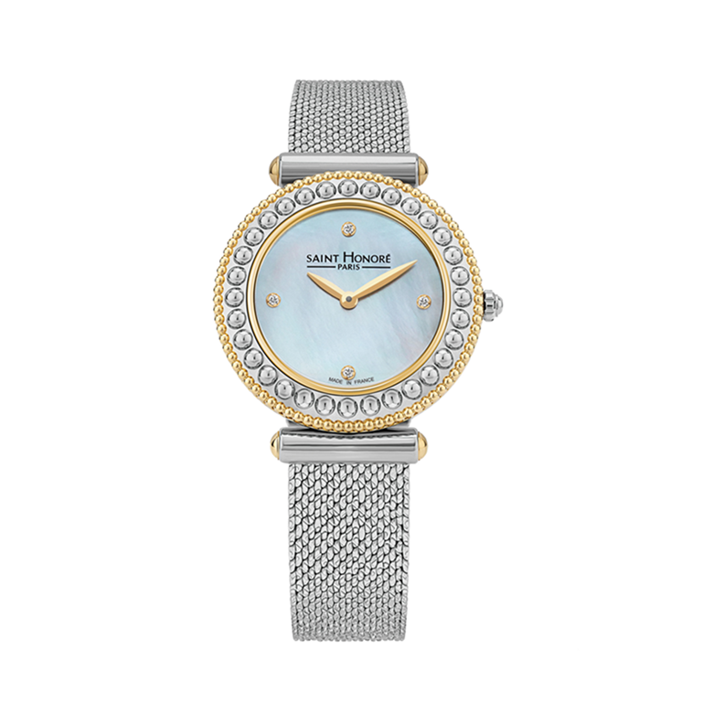 GALA Women's watch - Two-tone ion plating gold case, white dial, stainless steel MESH strap