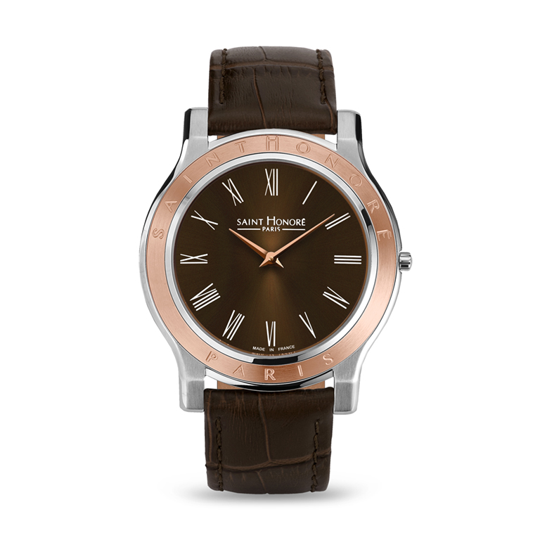 VINCENNES Men's watch - Titanium finish case, grey dial, grey leather strap