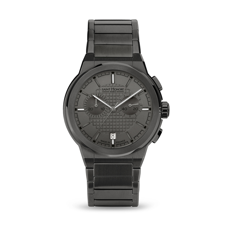 HAUSSMAN CLASSIC Men's watch - Stainless steel case, black dial, metal strap