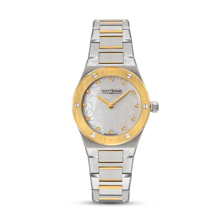 HAUSSMAN II Women's watch - 26MM IP GOLD PLATED TWO-TONE CASE WHITE MOTHER OF PEARL DIAL IP GOLD PLATED TWO-TONE BRACELET RONDA 762 MOVEMENT 3ATM WATER RESISTANCE