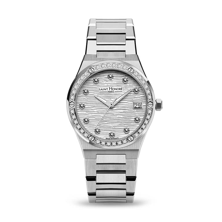 HAUSSMAN II Women's watch - 32MM STAINLESS STEEL CASE WITH DIAMONDS SILVER DIAL WITH DIAMONDS STAINLESS STEEL BRACELET RONDA 705 MOVEMENT 3ATM WATER RESISTANCE