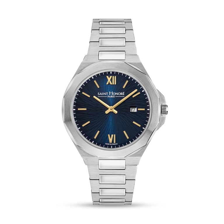 MATIGNON Men's watch - 41.2MM STAINLESS STEEL CASE BLUE DIAL STAINLESS STEEL BRACELET RONDA 704 MOVEMENT 5ATM WATER RESISTANCE