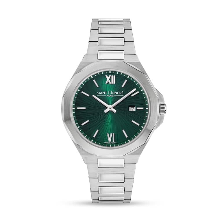 MATIGNON Men's watch - 41.2MM STAINLESS STEEL CASE GREEN DIAL STAINLESS STEEL BRACELET RONDA 704 MOVEMENT 5ATM WATER RESISTANCE
