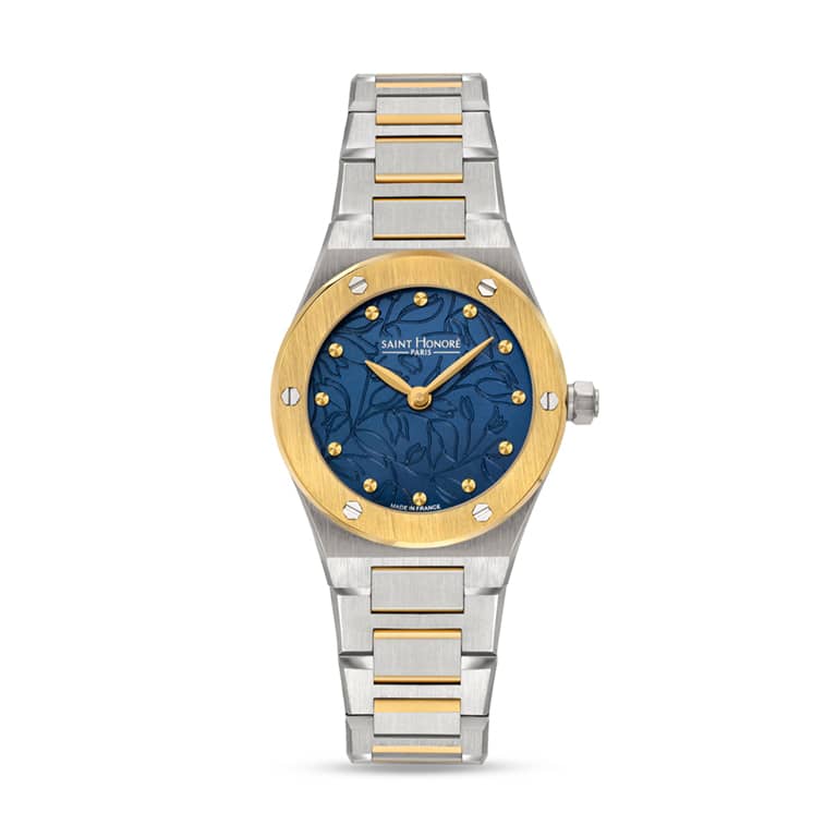 HAUSSMAN II Women's watch - 26MM IP GOLD PLATED TWO-TONE CASE BLUE MOTHER OF PEARL DIAL IP GOLD PLATED TWO-TONE BRACELET RONDA 762 MOVEMENT 3ATM WATER RESISTANCE