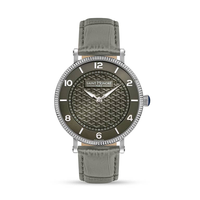 TROCADERO Men's watch - 40MM STAINLESS STEEL CASE, GREY DIAL, GREY LEATHER STRAP, RONDA 1062 MOVEMENT, 5ATM WATER RESISTANCE