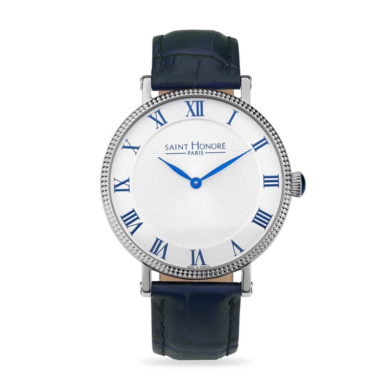 TROCADERO Men's watch - stainless steel case, white dial, blue leather strap